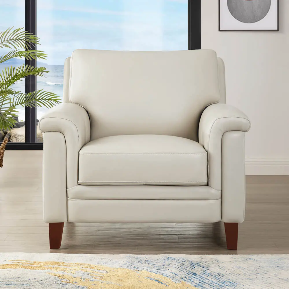 Westcott Leather Chair Beige Memory Foam Authentic Leather hydeline furniture