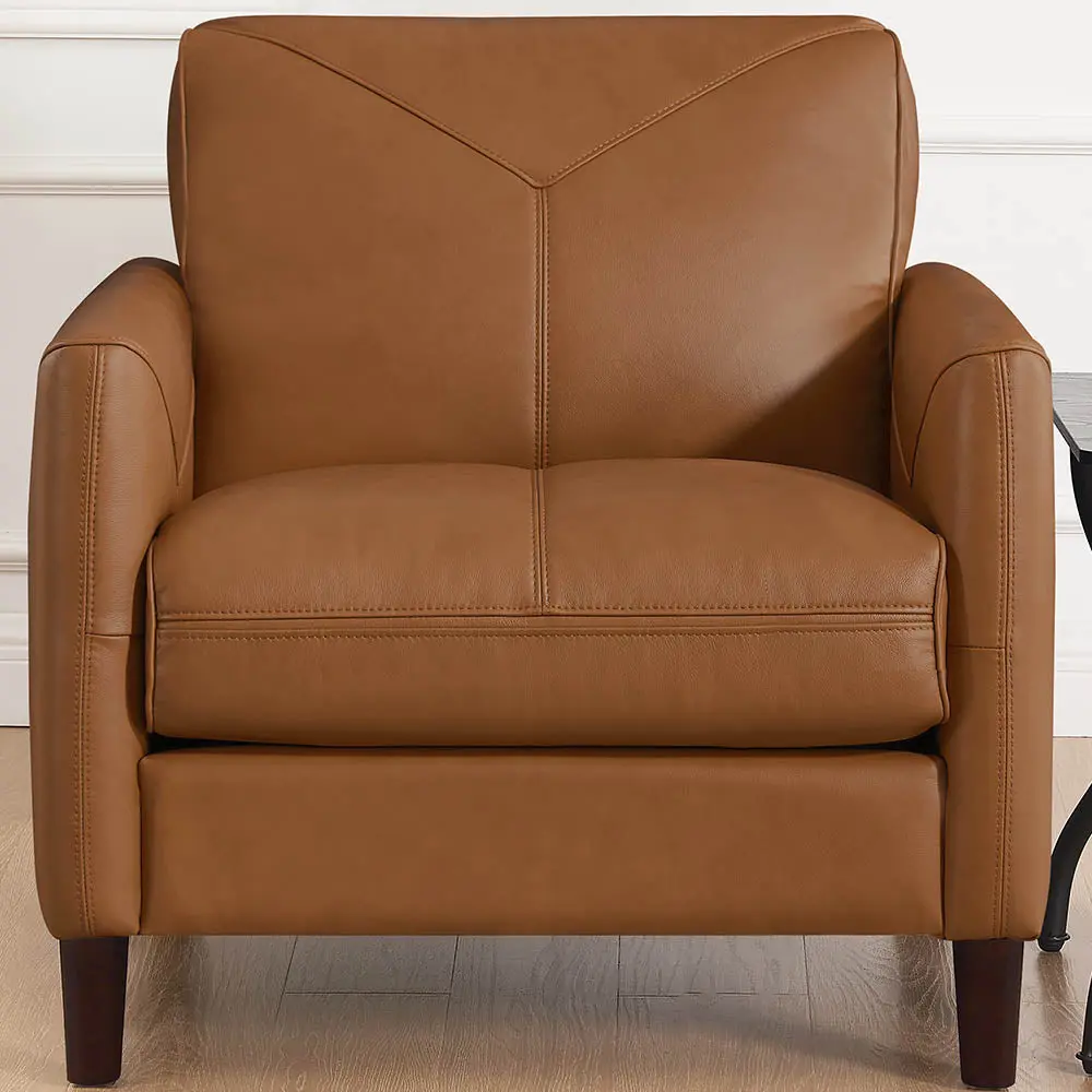 Yorkdale Cognac Leather Chair Down Filling Authentic Leather hydeline furniture