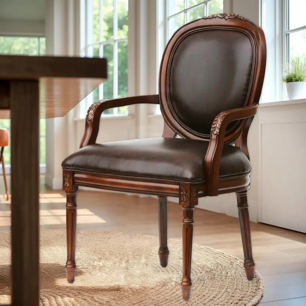 Benard Leather Chair Brown Foam Faux Leather Upholstered Accent Chair ridgecrest home