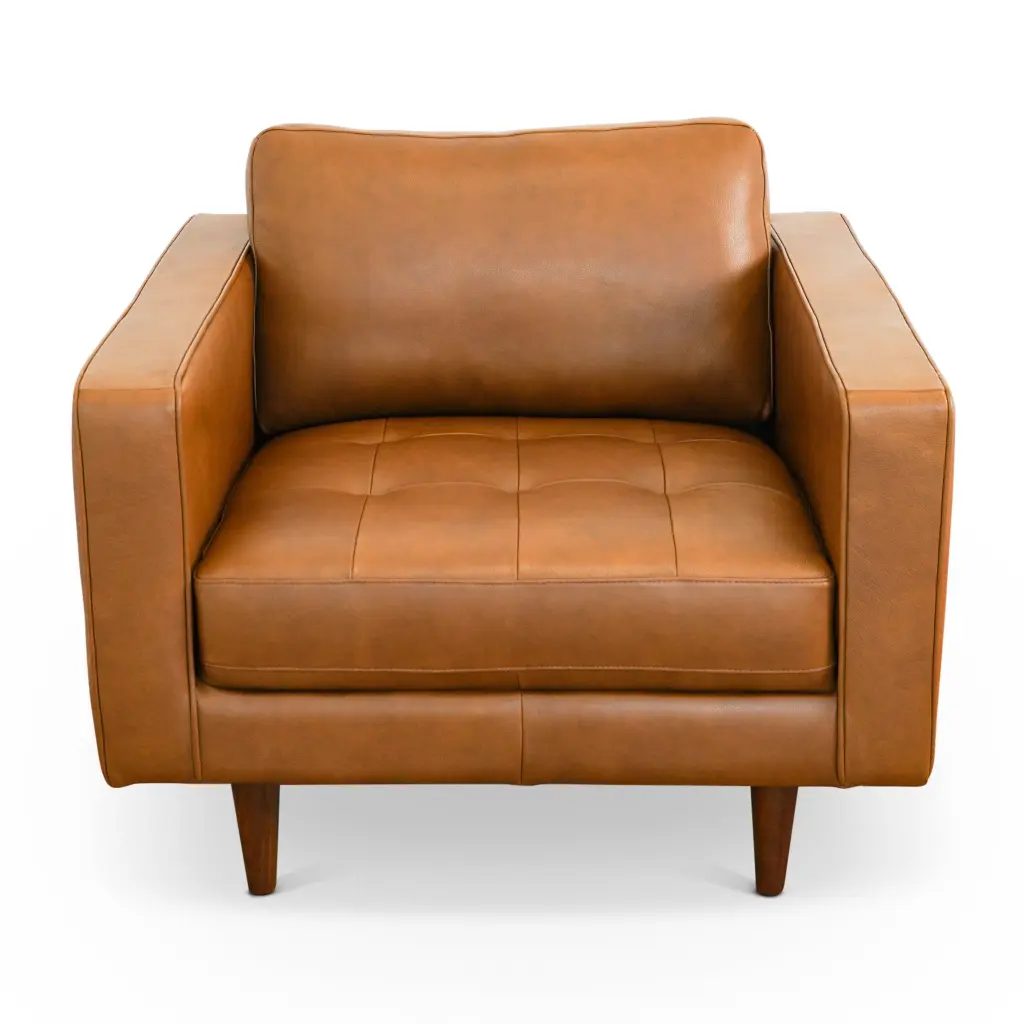 Catherine Hide Lounge Chair Tan Hide Brown Authentic Leather Recliner ashcroft furniture