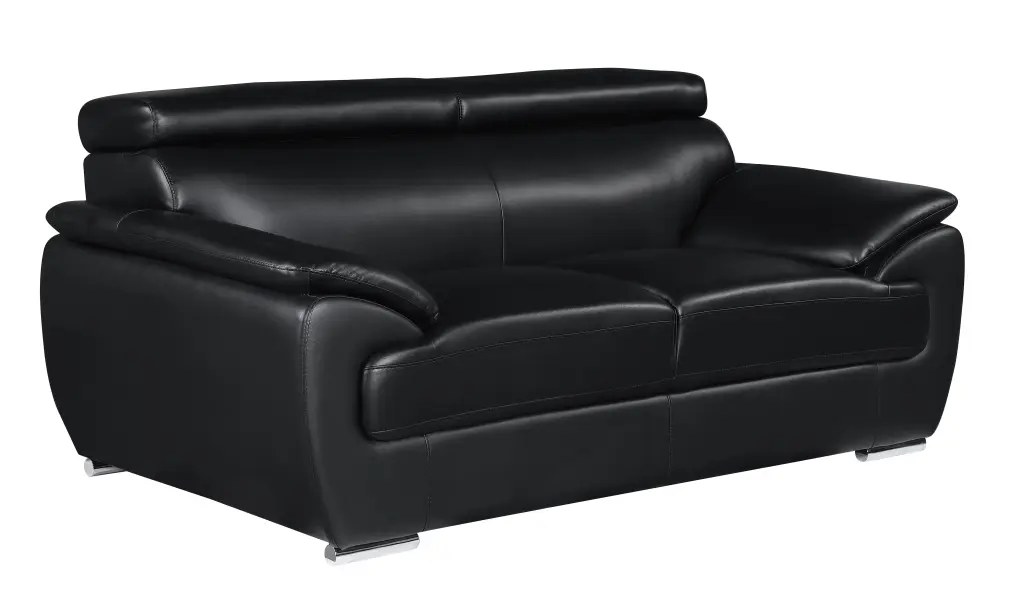 Authentic Hide Loveseat Black Premium Foam Cushions global united