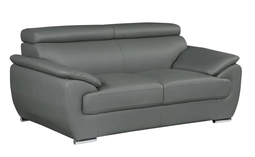 Authentic Leather Loveseat Gray Foam Leather global united