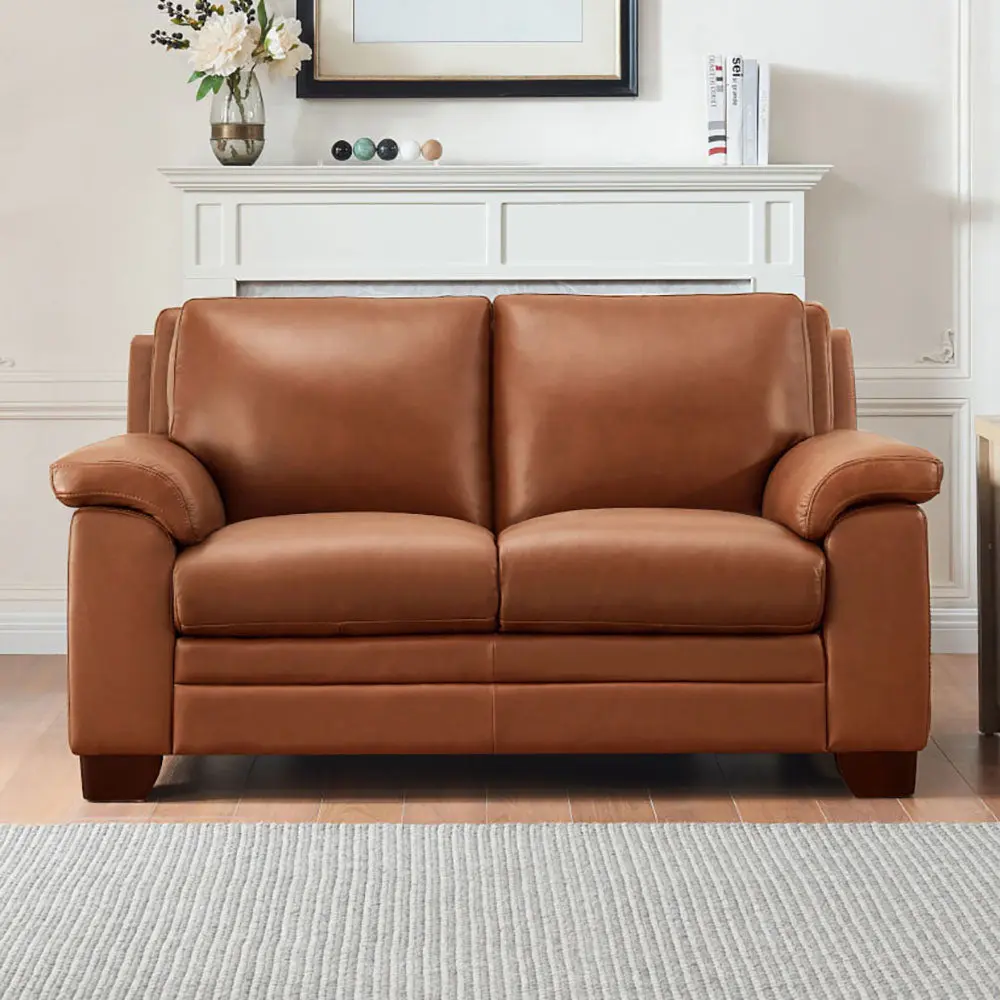 Magnum Hide Loveseat Brown Memory Foam Sofa Authentic Hide Upholstery hydeline furniture