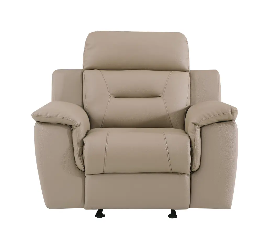 Reclining Modern Leather Air Upholstered Chair Beige Foam Leather Comfortable Lounge Chair global united
