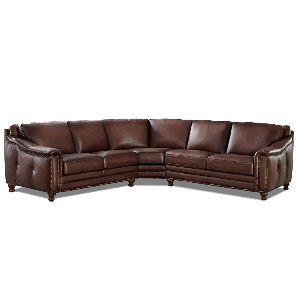 Belfast Leather Sectional Brown Authentic Leather Wood Primary Living Space Sofa Comfortable Seating hydeline furniture