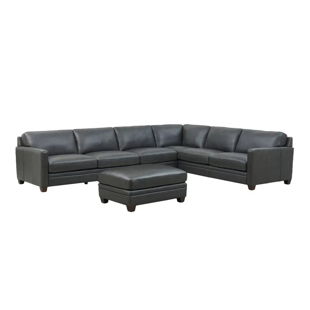 Naples Top Grain Leather L-Shaped Sectional Ottoman Gray hydeline furniture