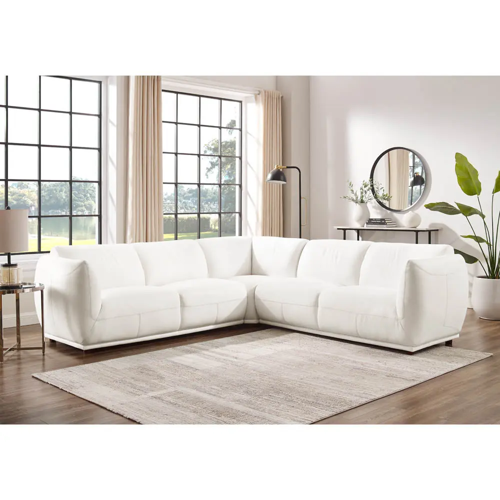 White Memory Foam Moon Leather Sectional Sofa 5 Seat Authentic Leather hydeline furniture