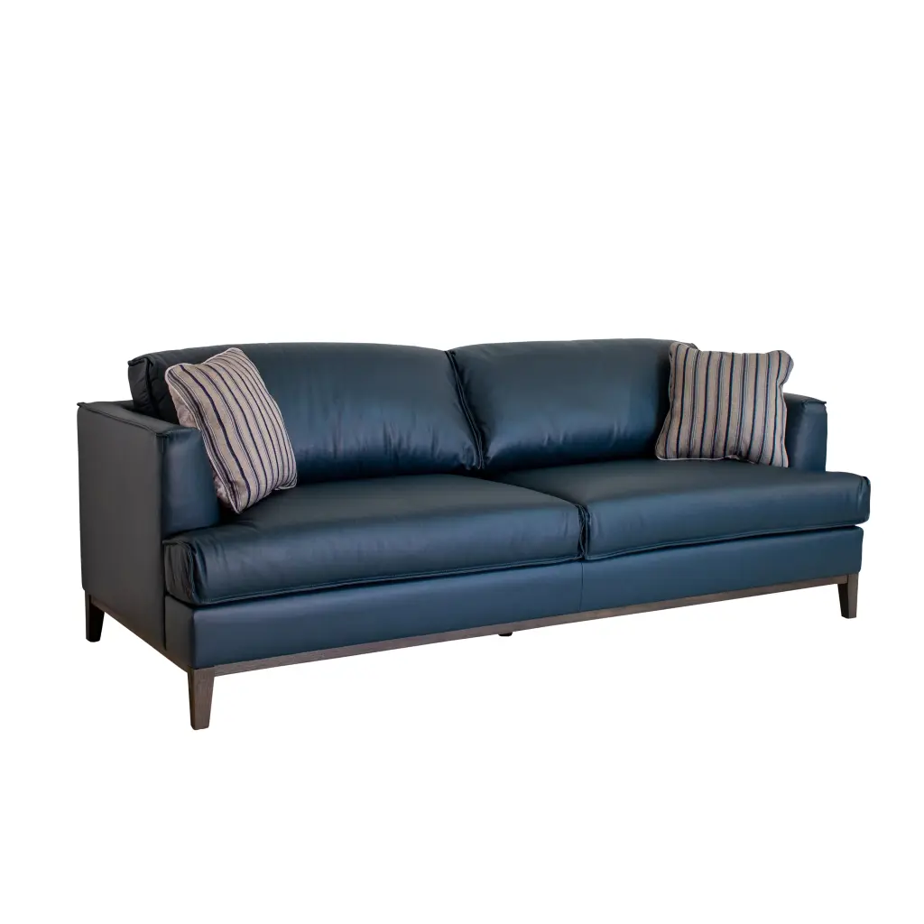 Aspen Navy Top Grain Leather Sofa 3 Seater Wood Frame Contemporary american homestead furniture