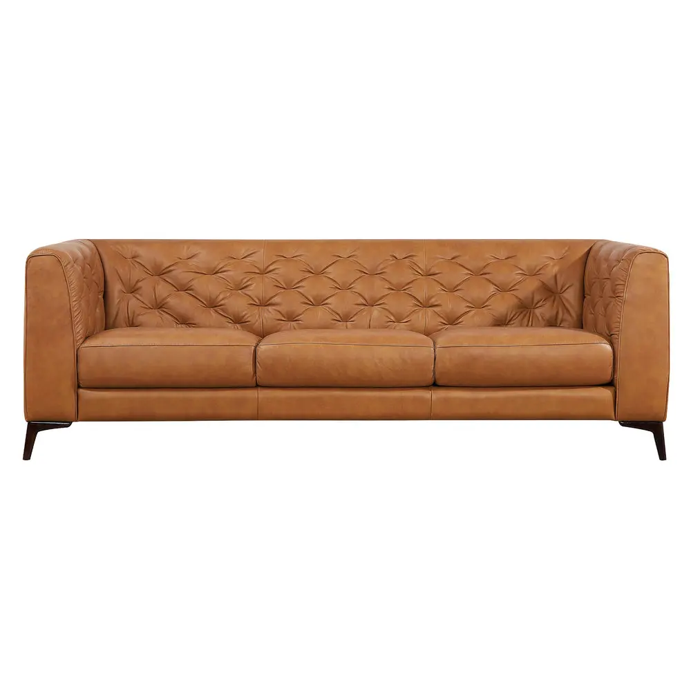 Fargo Tan Leather Sofa Rustic Wood Look Living Room ashcroft furniture