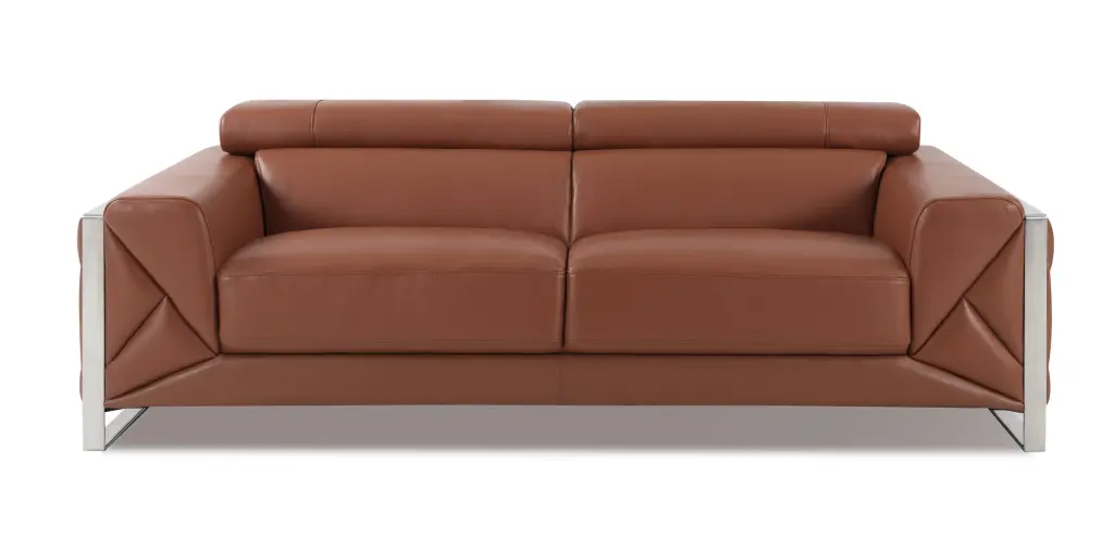 Top Grain Italian Leather Sofa Camel Color Foam Cushions global united