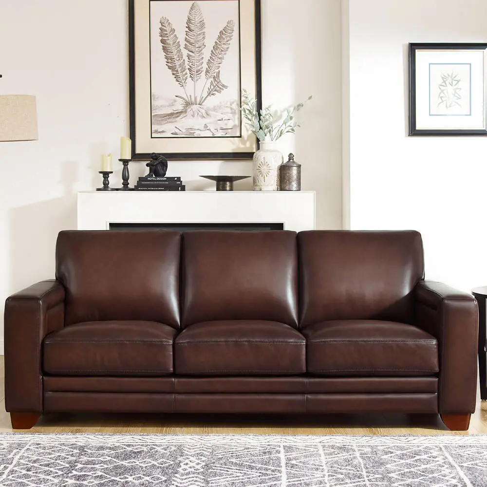 Alice Caramel Authentic Leather Sofa Wood Frame Primary Living Space hydeline furniture