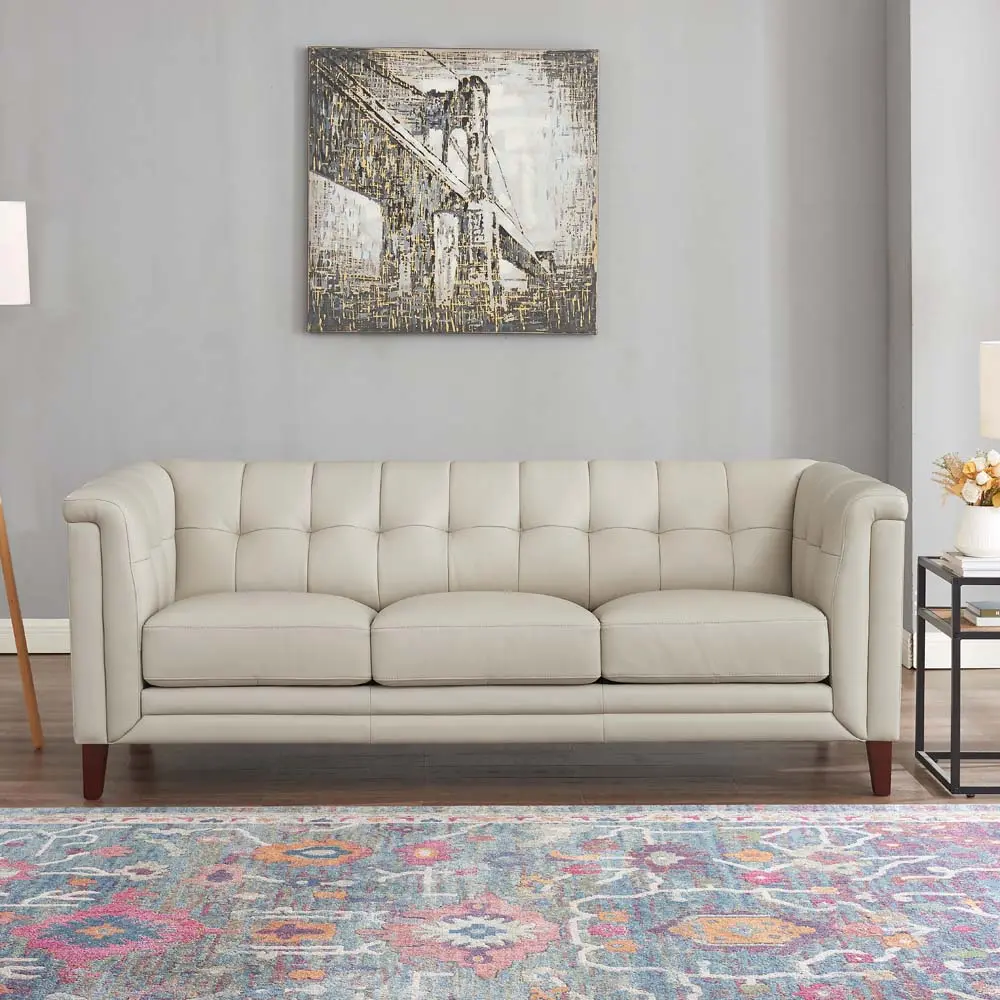Arvo Leather Sofa Beige Down Filling Authentic Leather 3 Seater hydeline furniture