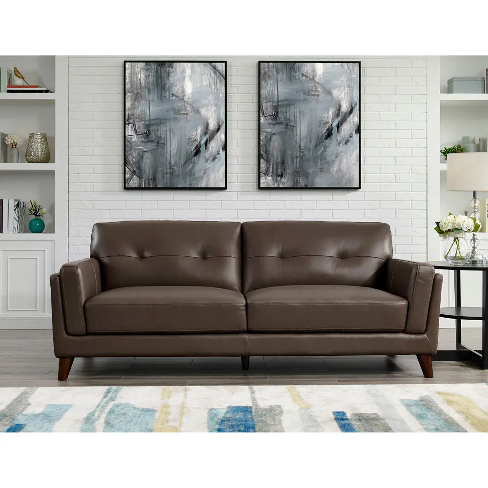 Huntington Leather Sofa Dark Granite Memory Foam Authentic Leather 2 Seater hydeline furniture