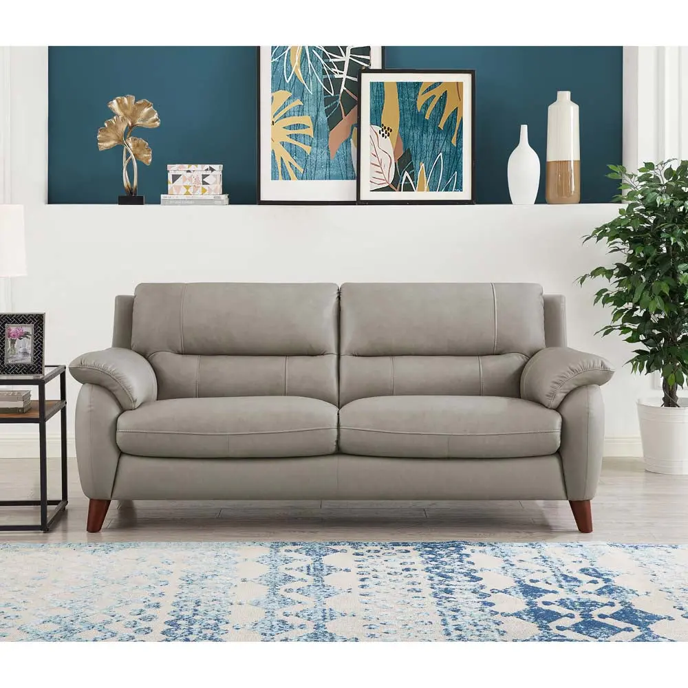 Lara Leather Sofa Stone Gray Memory Foam Cushions and Authentic Leather hydeline furniture