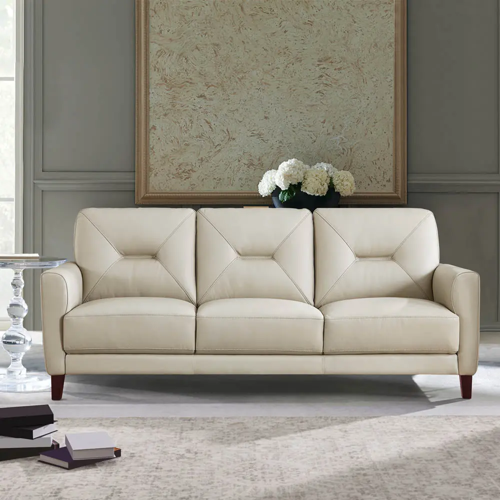 Mavis Beige Memory Foam Authentic Hide 3 Seat Sofa hydeline furniture