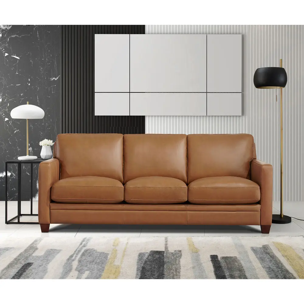 Naples Hide Sofa Cognac Down Filling 3-Seater hydeline furniture
