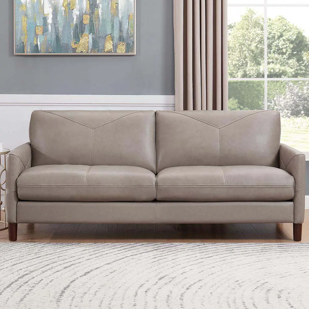 Yorkdale Hide Sofa Marble Gray Down Filling Authentic Hide 3 Seat Couch hydeline furniture