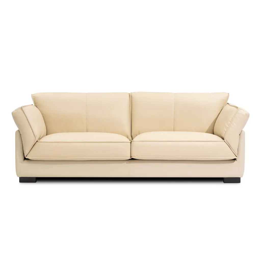 89.76 Inch Top Authentic Leather Sofa 3 Seater Leather Couch Mid Century justone