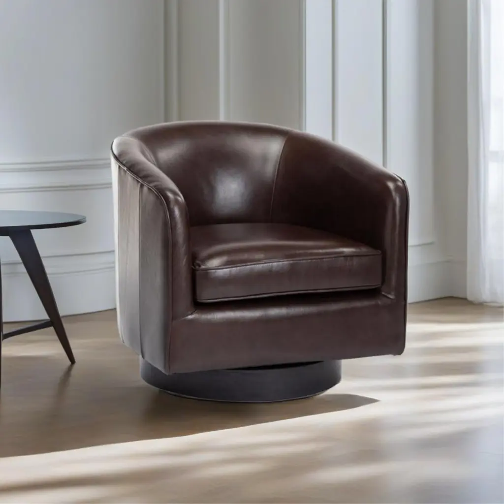 Tanner Brown Top Grain Leather Swivel Chair Brown Foam Leather Office Chair ridgecrest home