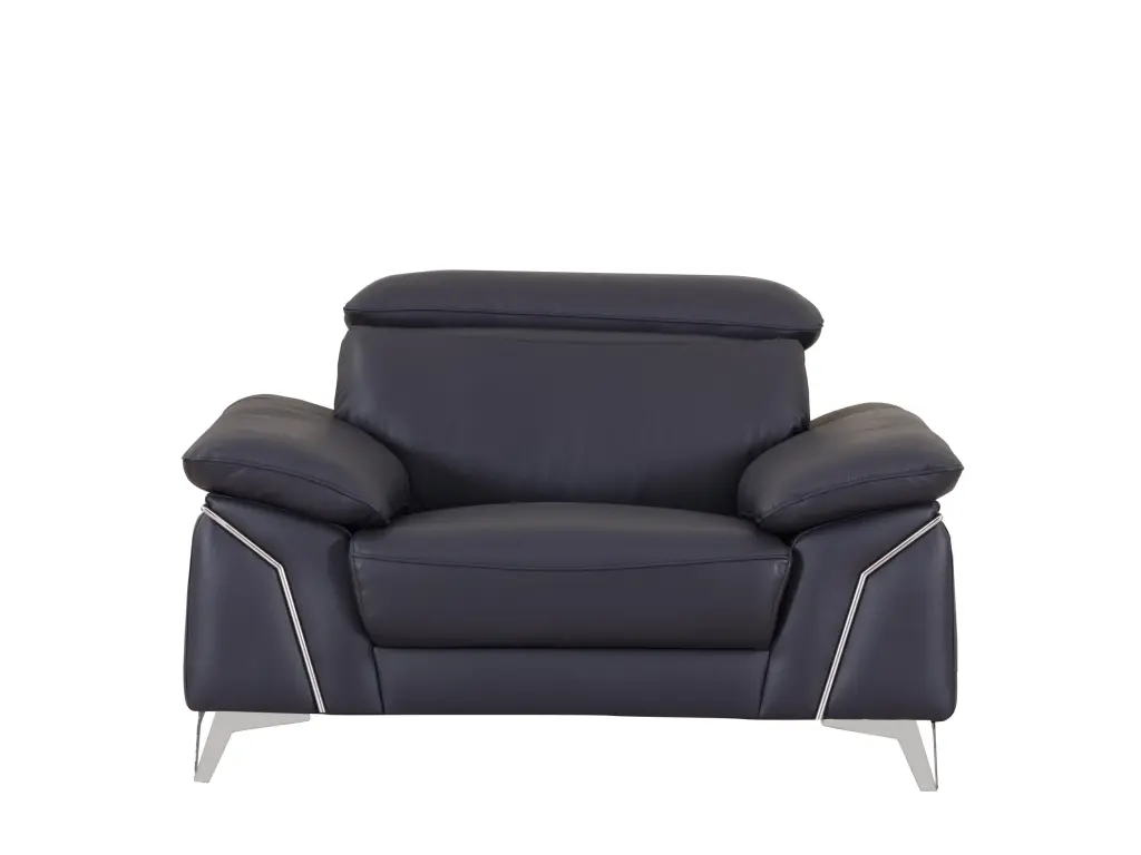 Top Grain Italian Leather Navy Blue Foam Chair global united