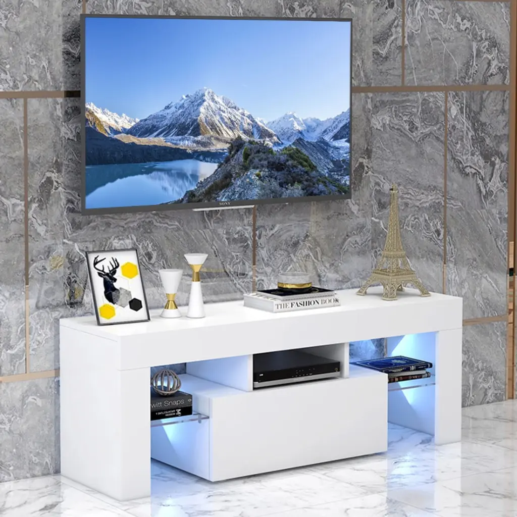 Daisyyozoid Matte Modern TV Unit Cabinet Stand LED Lights 40-55 Inch 4K Smart TVs Kiplyki