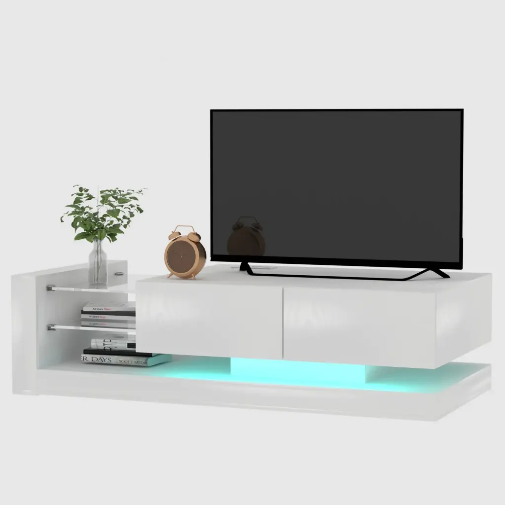 TV Console Storage Cabinets and 16 Color 4 Modes Remote RGB LED Lights 75 Inches TV White unknown