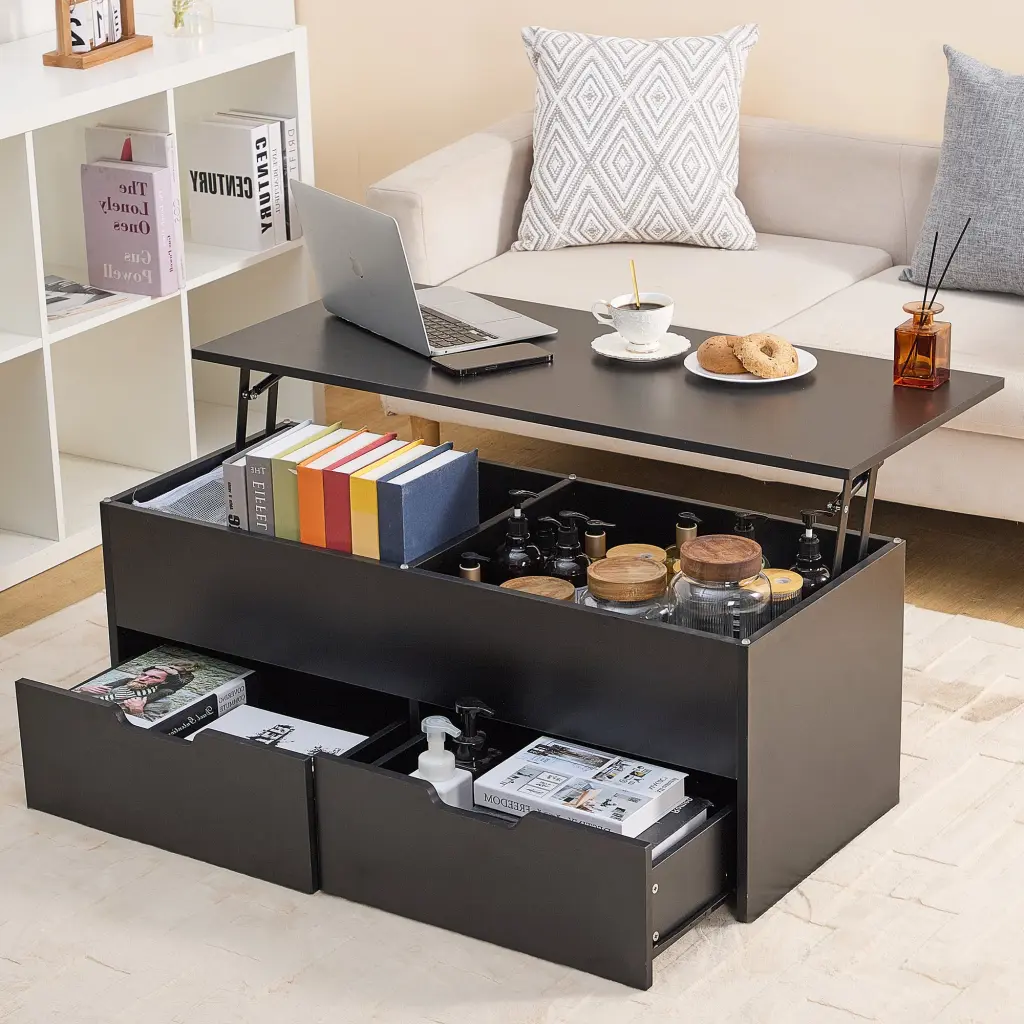 Lift Top Coffee Table Storage Center Tables Hidden Compartment akmy furniture