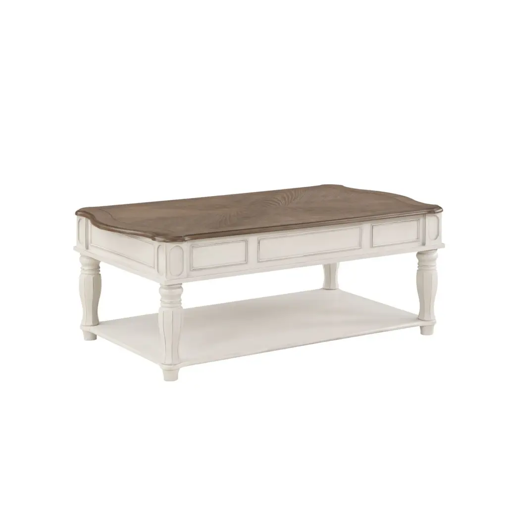 HomeStock Coffee Table Lift Top Oak Seaside Style White Finish