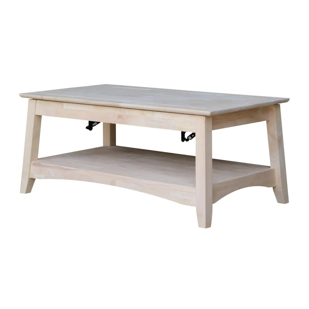 International Concepts Unfinished Bombay Coffee Table Lift Top Customizable Design