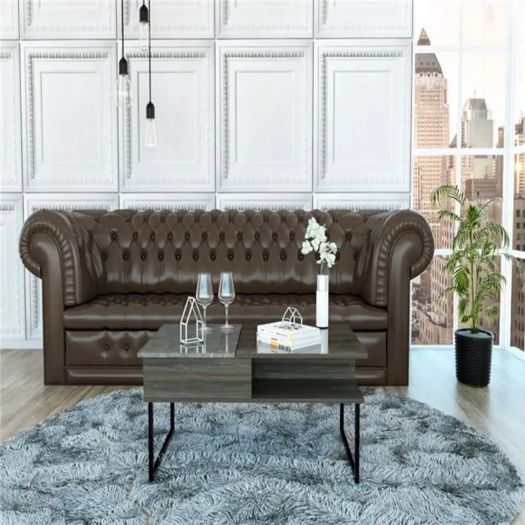 Atlanta Lift Top Coffee Table Carbon Espresso and Onyx Living Room KD Marco de la cama