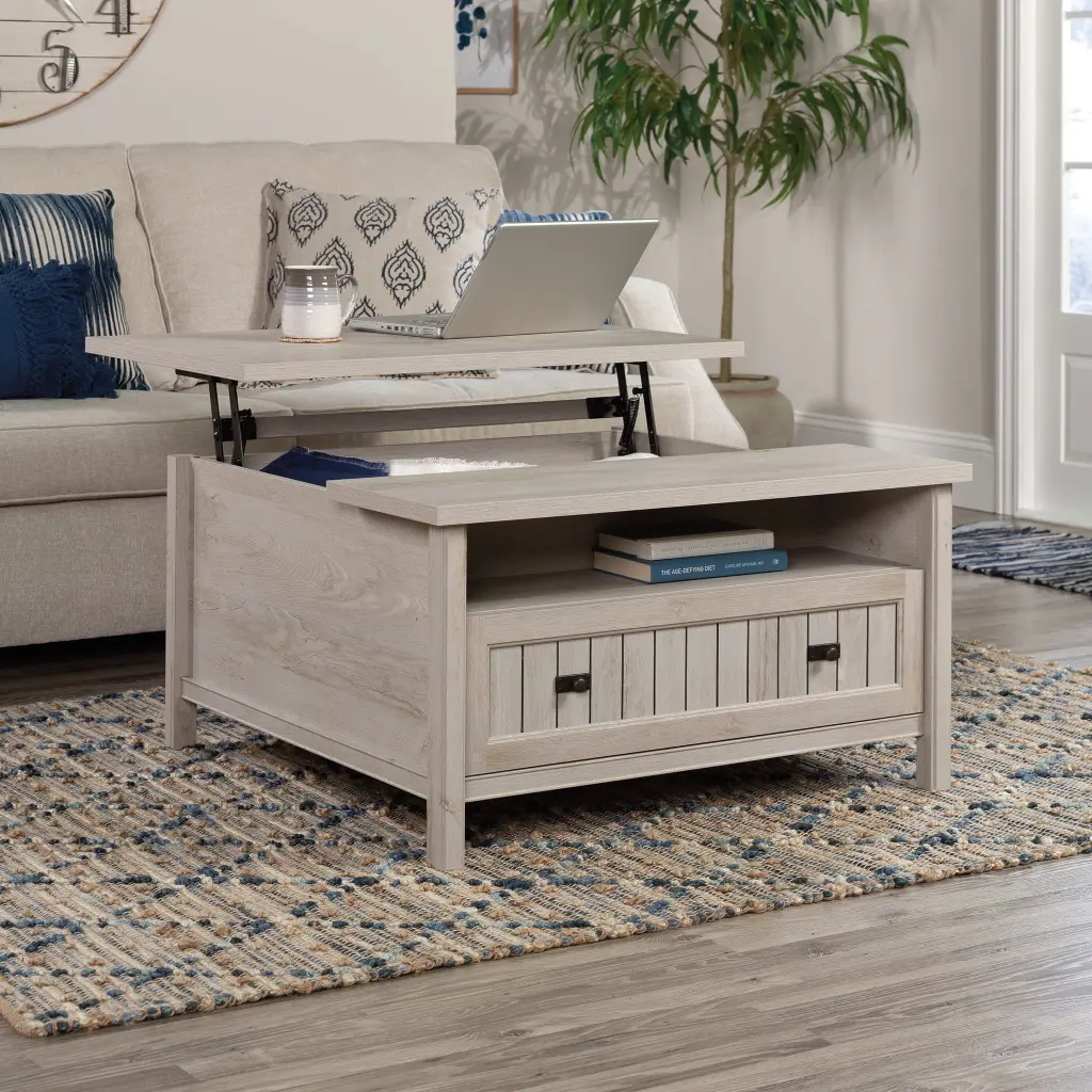 Sauder Costa Lift-Top Coffee Table Chalked Chestnut Finish