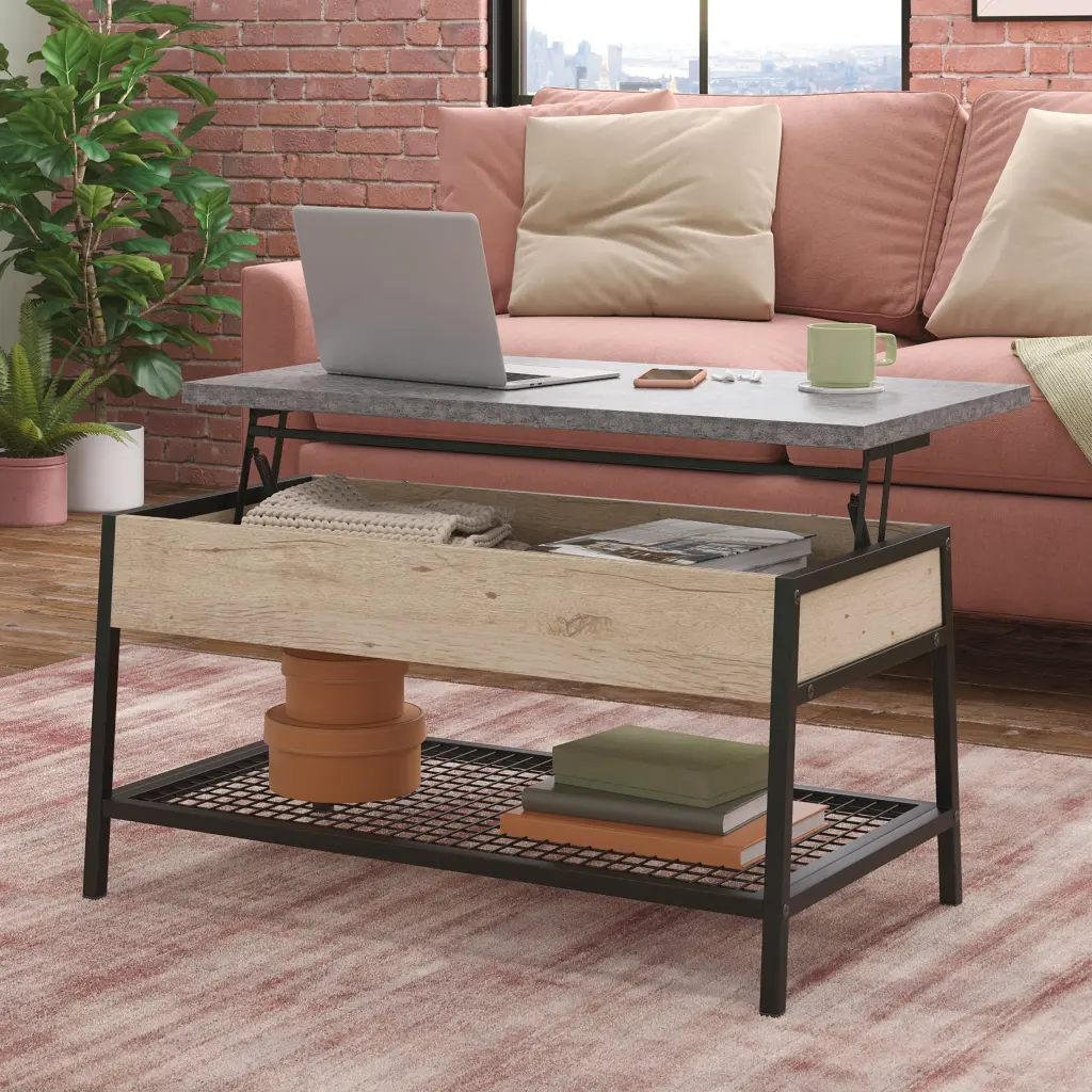 Sauder Market Commons Lift-Top Coffee Table Prime Oak Finish