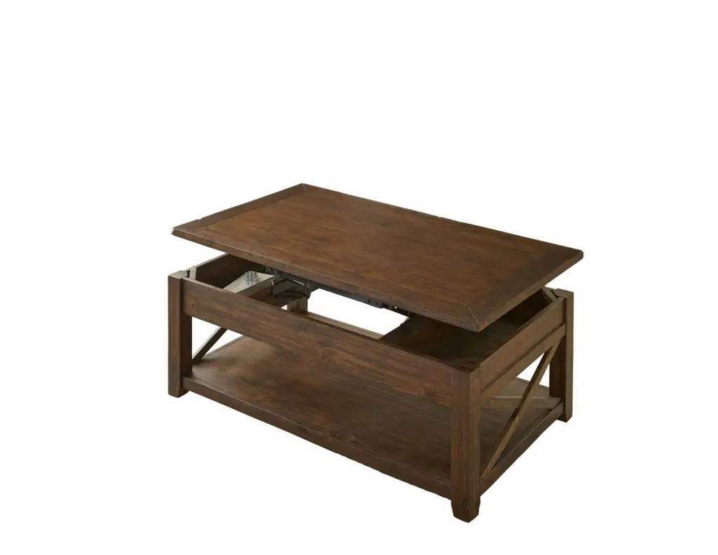 Lenka Wood Lift Top Mobile Wood Coffee Table Espresso Chocolate Finish Steve Silver Company