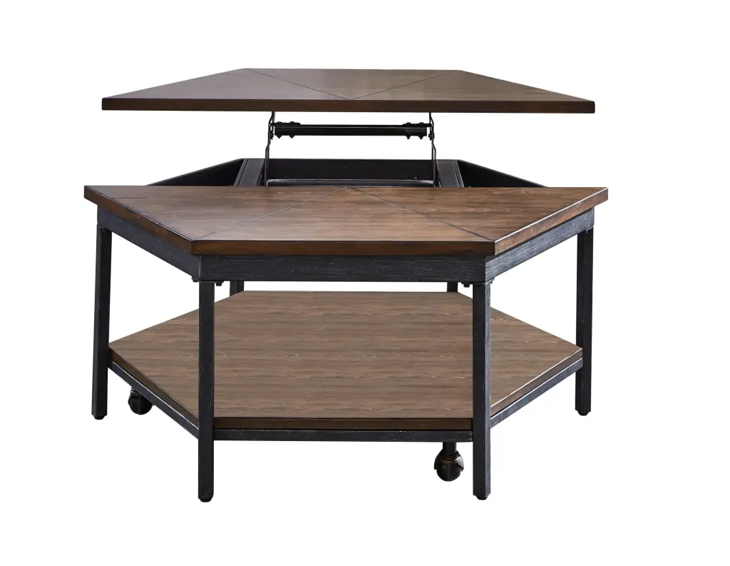 Steve Silver Ultimo Chocolate Wood Hexagon Lift-Top Cocktail Table Functional Design Steve Silver Company