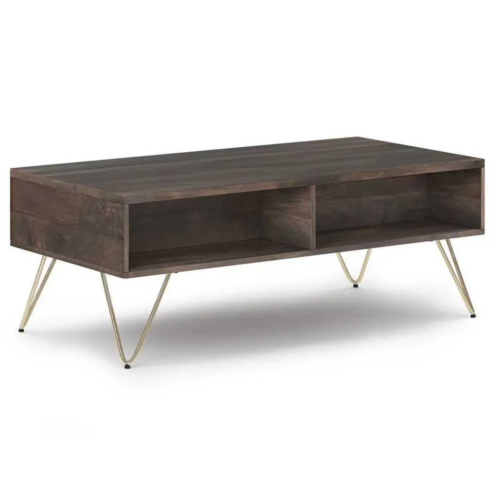 Trent Home Rectangle Wood Lift Top Coffee Table Black and Ebony