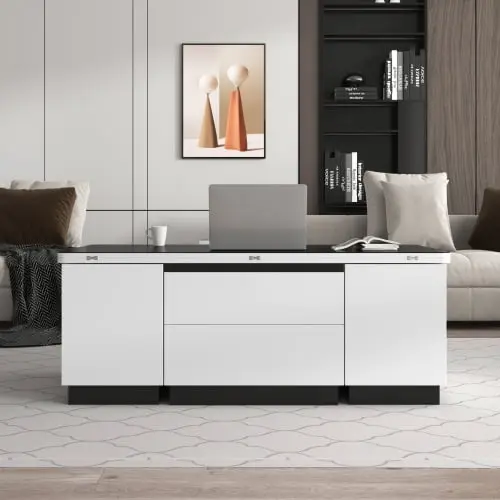 Modern White Lift Top Glass Coffee Table Drawers and Storage Onuobao