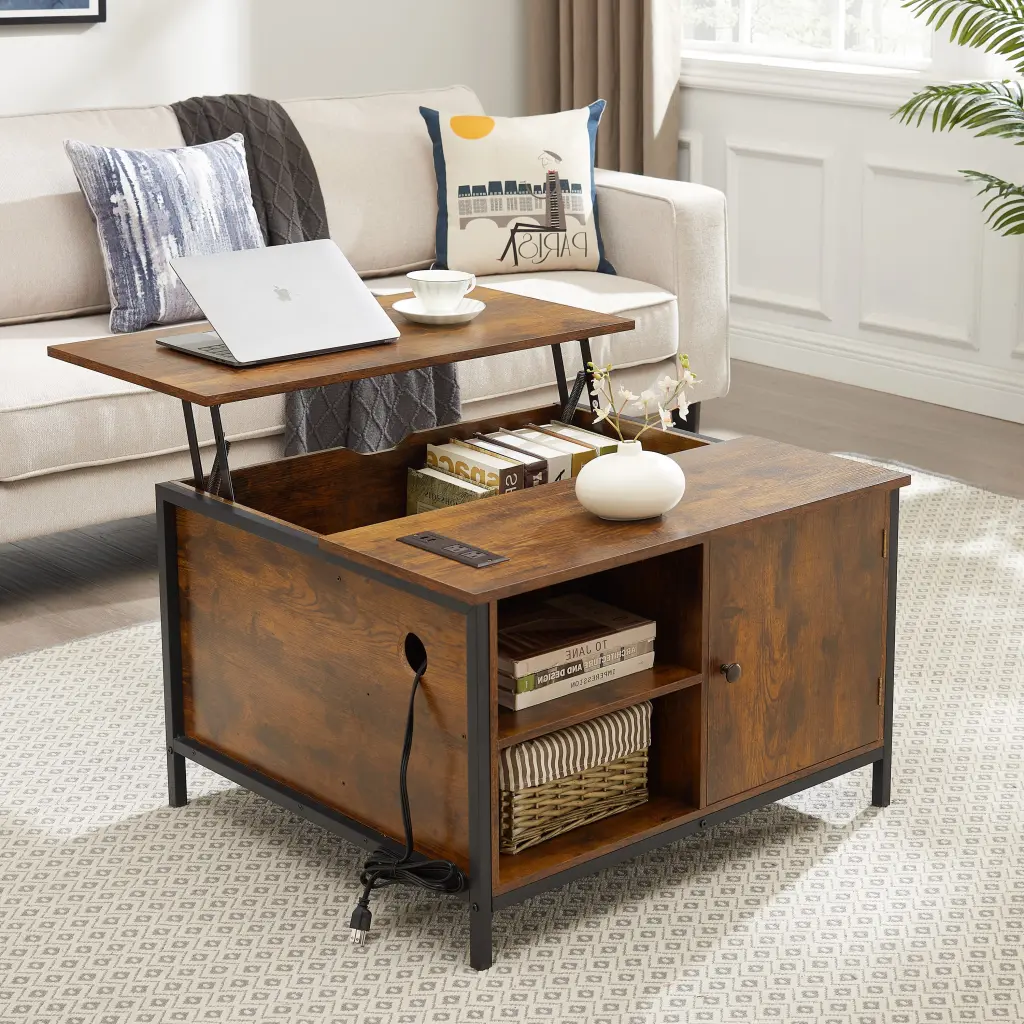 Lift Top Coffee Table Hidden Compartments Multi-Function Living Room rnb