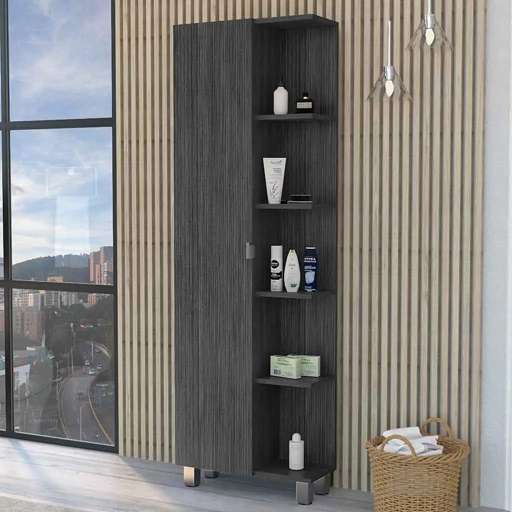 Los Angeles Linen Cabinet Five Shelves One Cabinet Divisions Brown rta mubles colombia