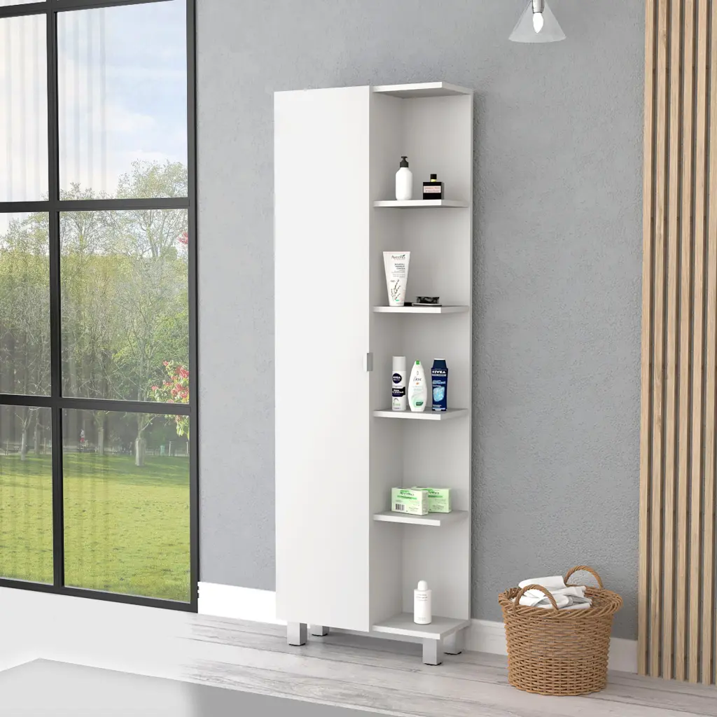 Los Angeles Linen Cabinet Five Shelves, One Cabinet, White Finish rta mubles colombia