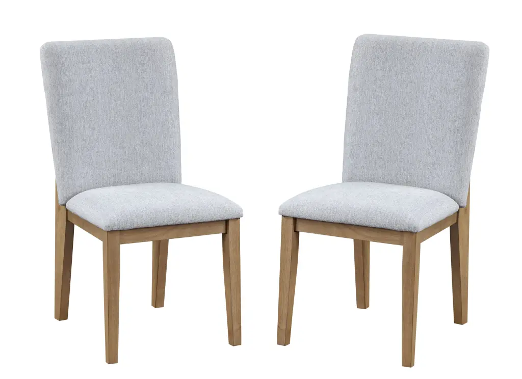 Delphine Set 2 Gray Linen Dining Chairs 19 Inch MDF Frame lilola home