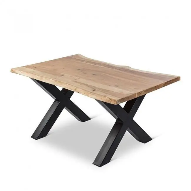 MDR Trading AB-94-AMAN-X2023 Live Edge X-Base Coffee Table Natural Black Finish