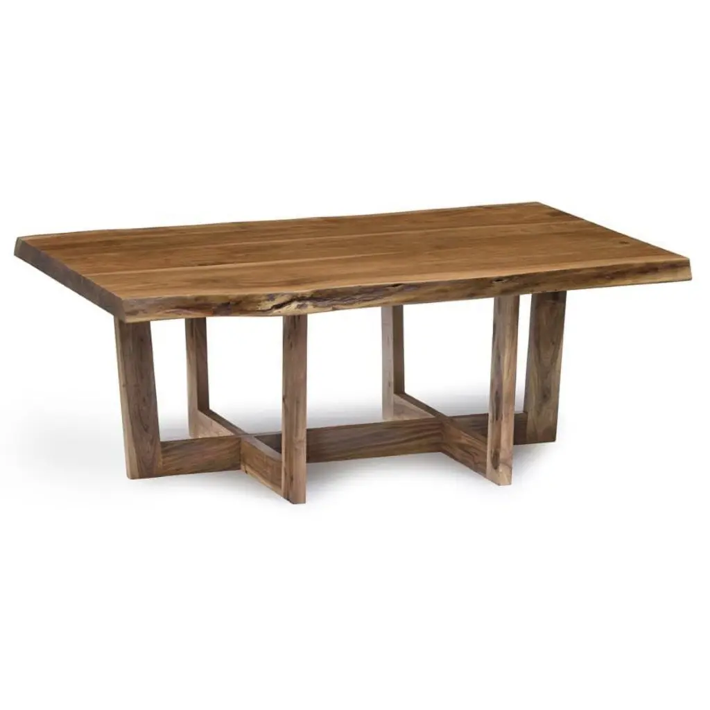 Bowery Hill Natural Live Edge Wood Large Coffee Table Farmhouse Decor