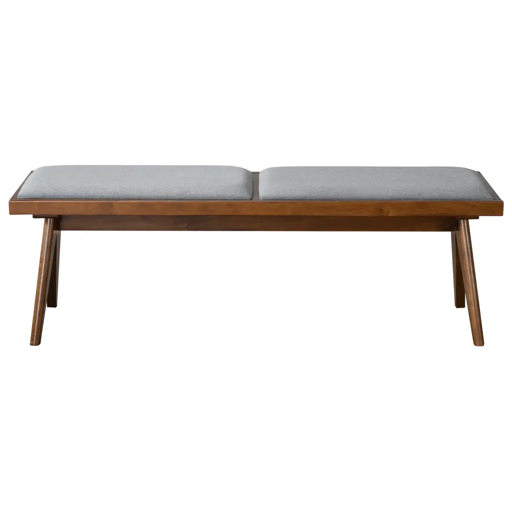 Keira Bench Grey and Brown Light Gray Mid Century Modern Style ashcroft furniture