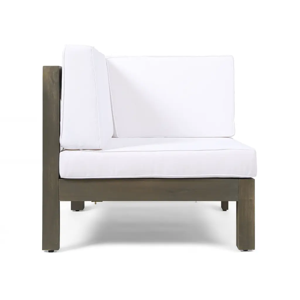 Oana L Arm Chair White Acacia Wood Modern Accent Chair Living Room nh-gardenpara