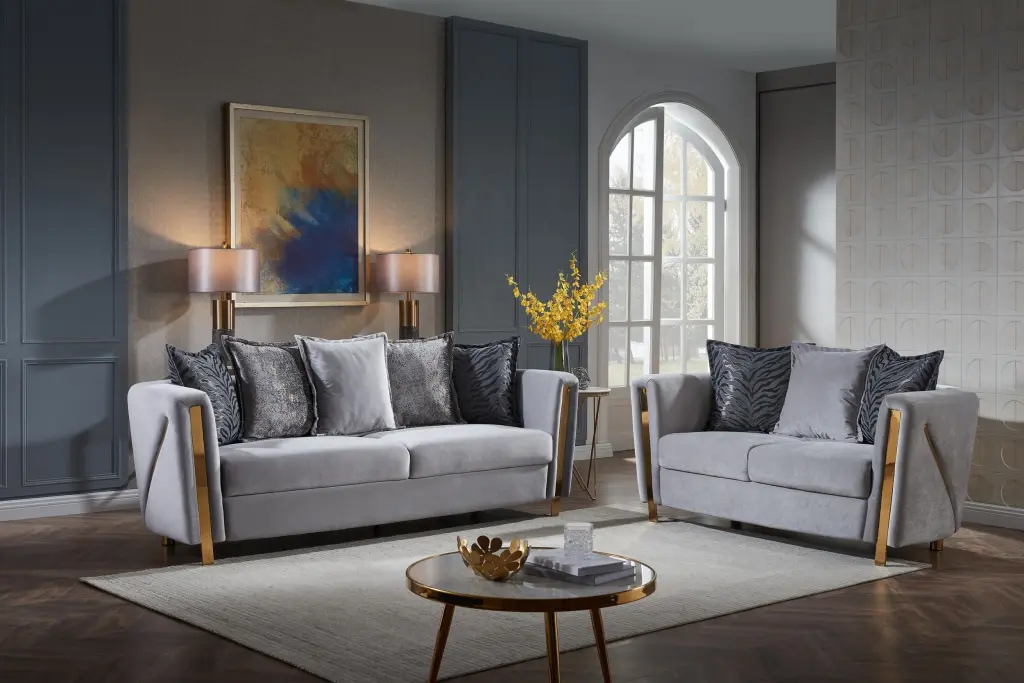 Chanelle Thick Velvet Upholstered 2 Piece Living Room Set galaxy home furnishings