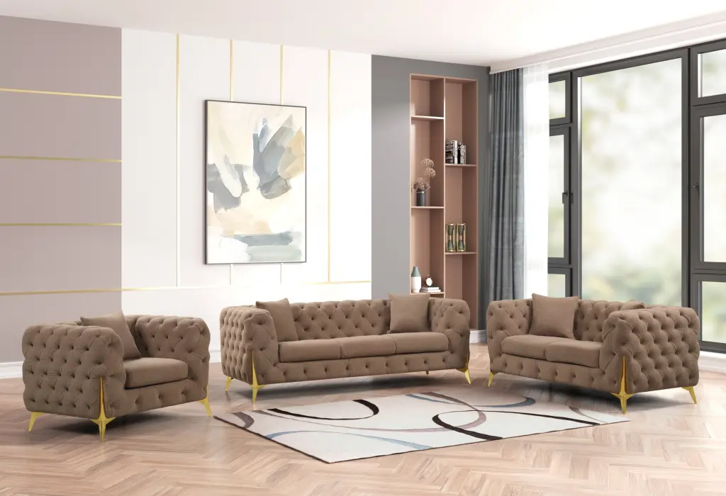 Contempo 3Pc Modern Buckle Material Living Room Set Made Wood Br galaxy home furnishings