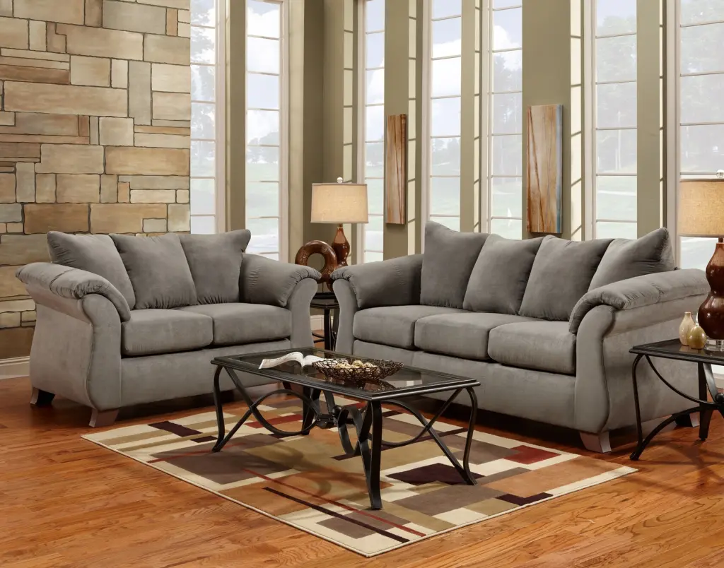 Aruca Microfiber Pillow Back 2 Piece Living Room Set Sofa And Loveseat hz