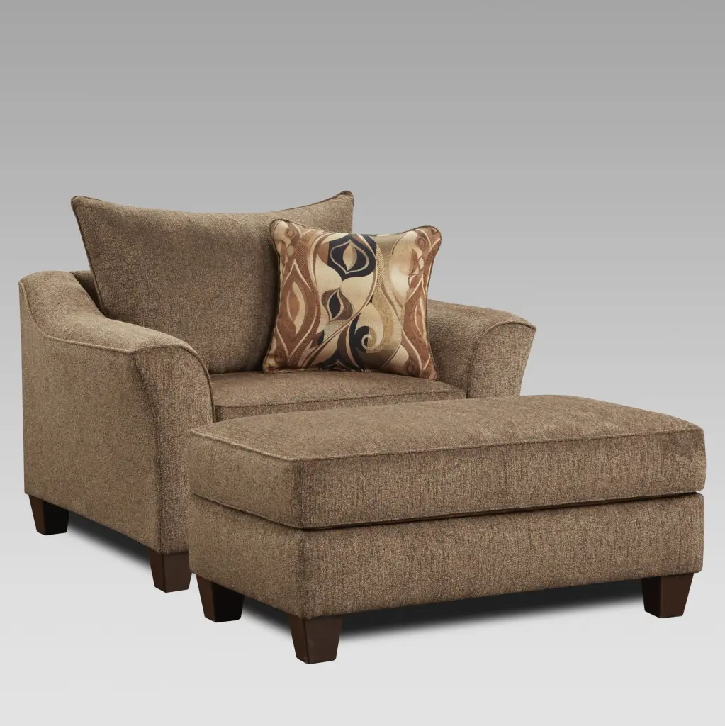 Camero Cafe Material 2 Piece Living Room Set Accent Chair And Ottoman Modern Furniture hz