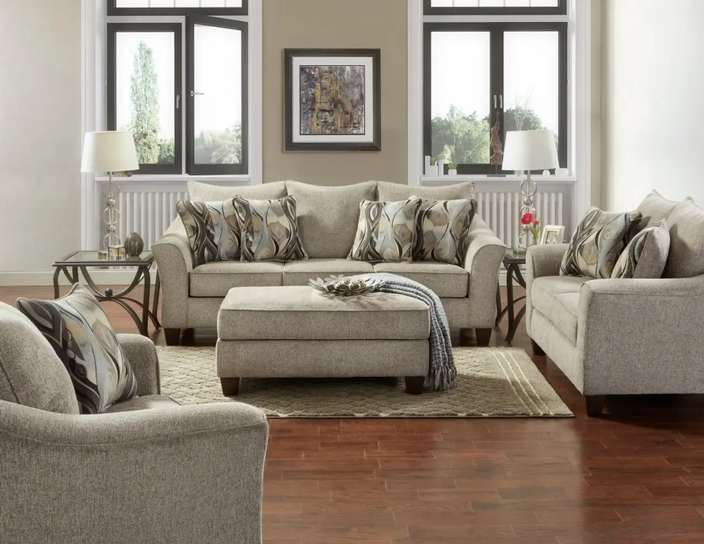 Camero 4 Piece Neutral Textured Living Room Sofa Set Gray Espresso hz
