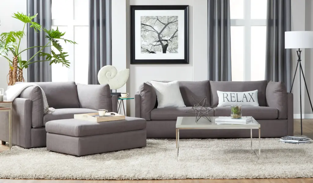 Enda 3 Piece Sofa and Cuddler Chair Set Carbon Gray Pillow Back Material hz